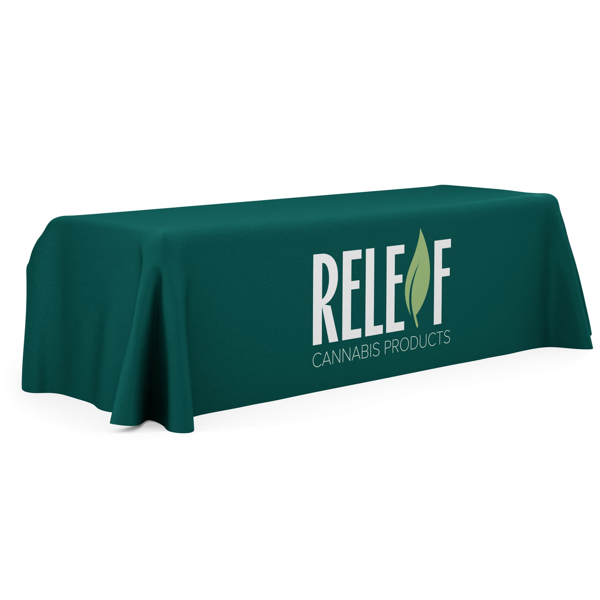 Custom rectangle table cover with flame-resistant fabric