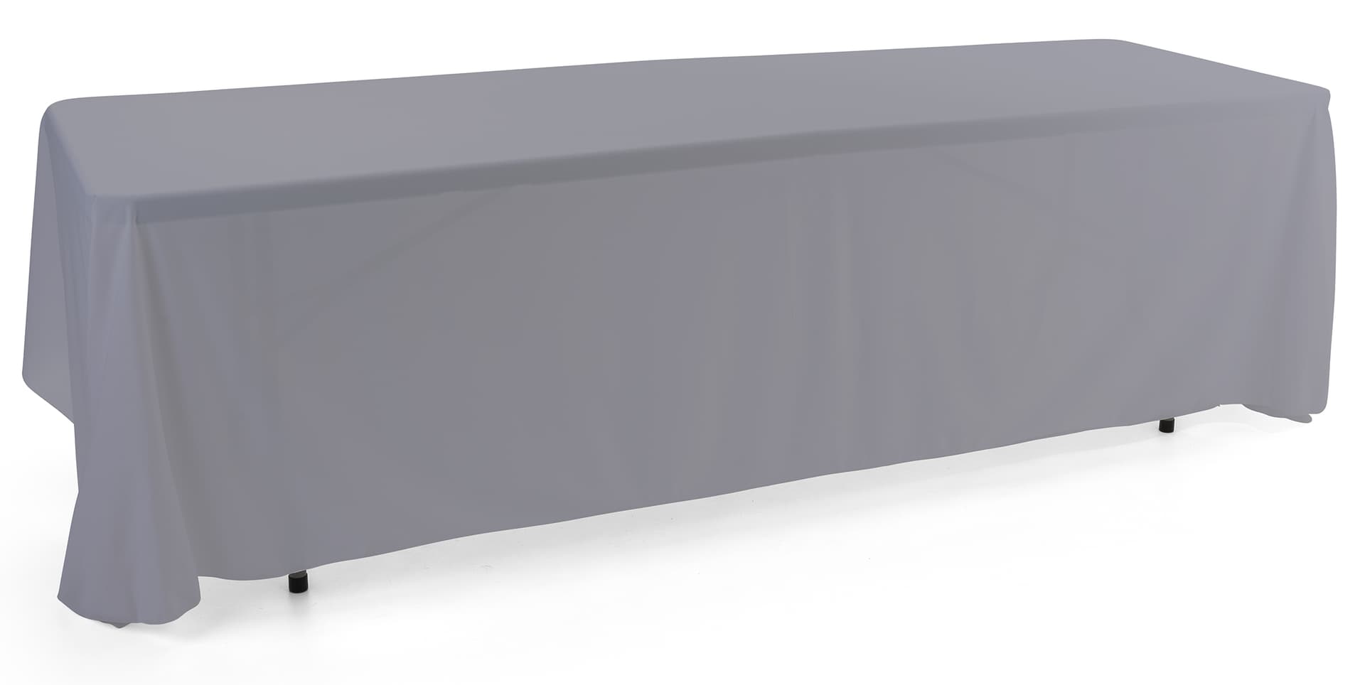 Grey 3-sided event table cloth in machine washable polyester fabric