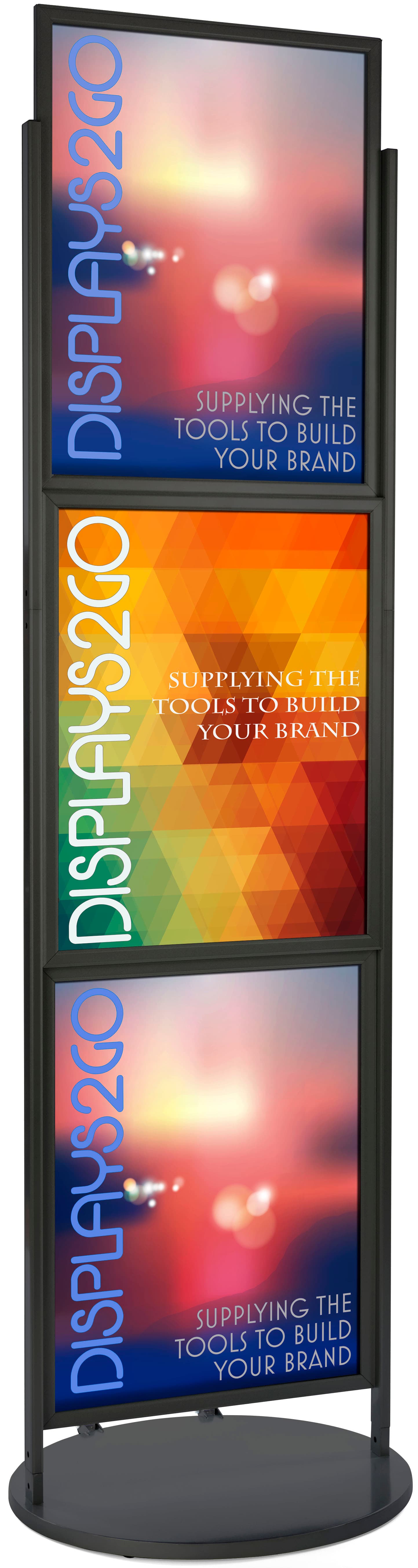 Black Triple 22 x 28 Mobile Graphic Stand, Holds 6 Posters