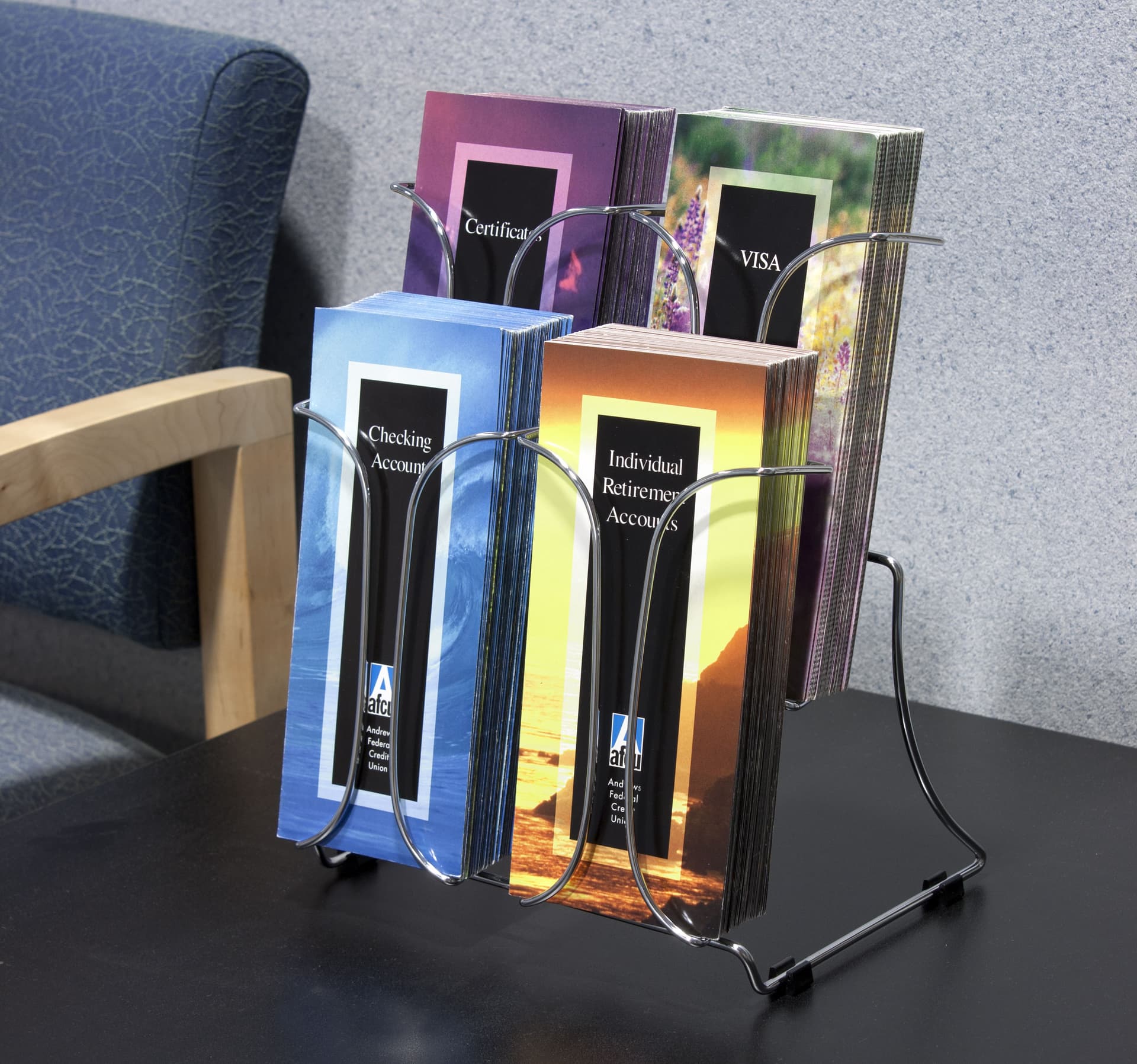 Brochure Storage Rack With Four Pockets