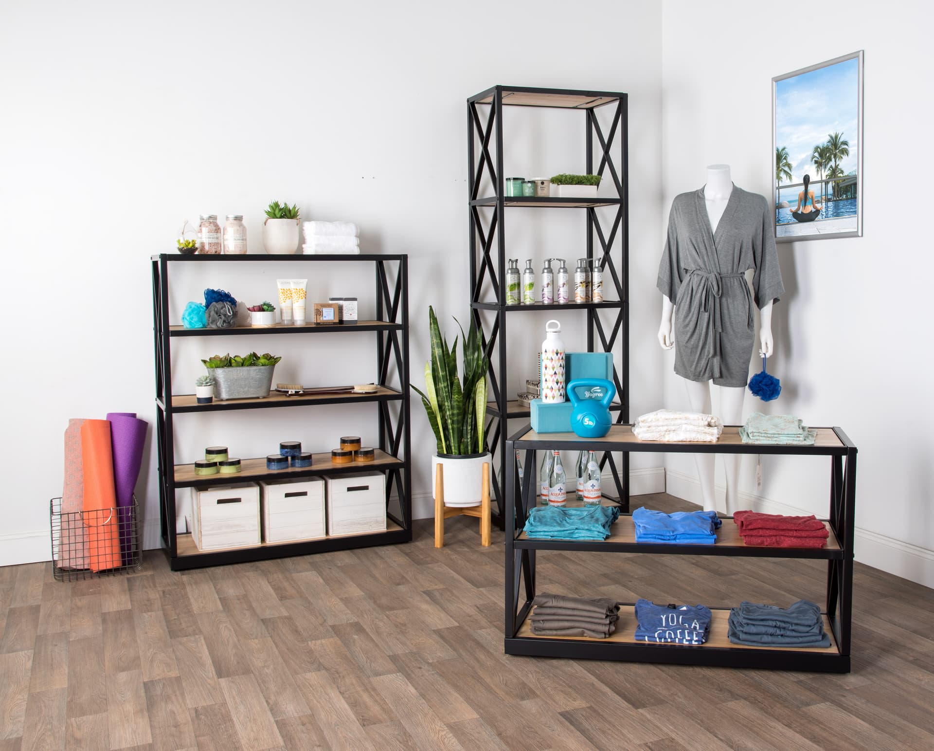 Natural industrial rustic 5-tier shelving unit