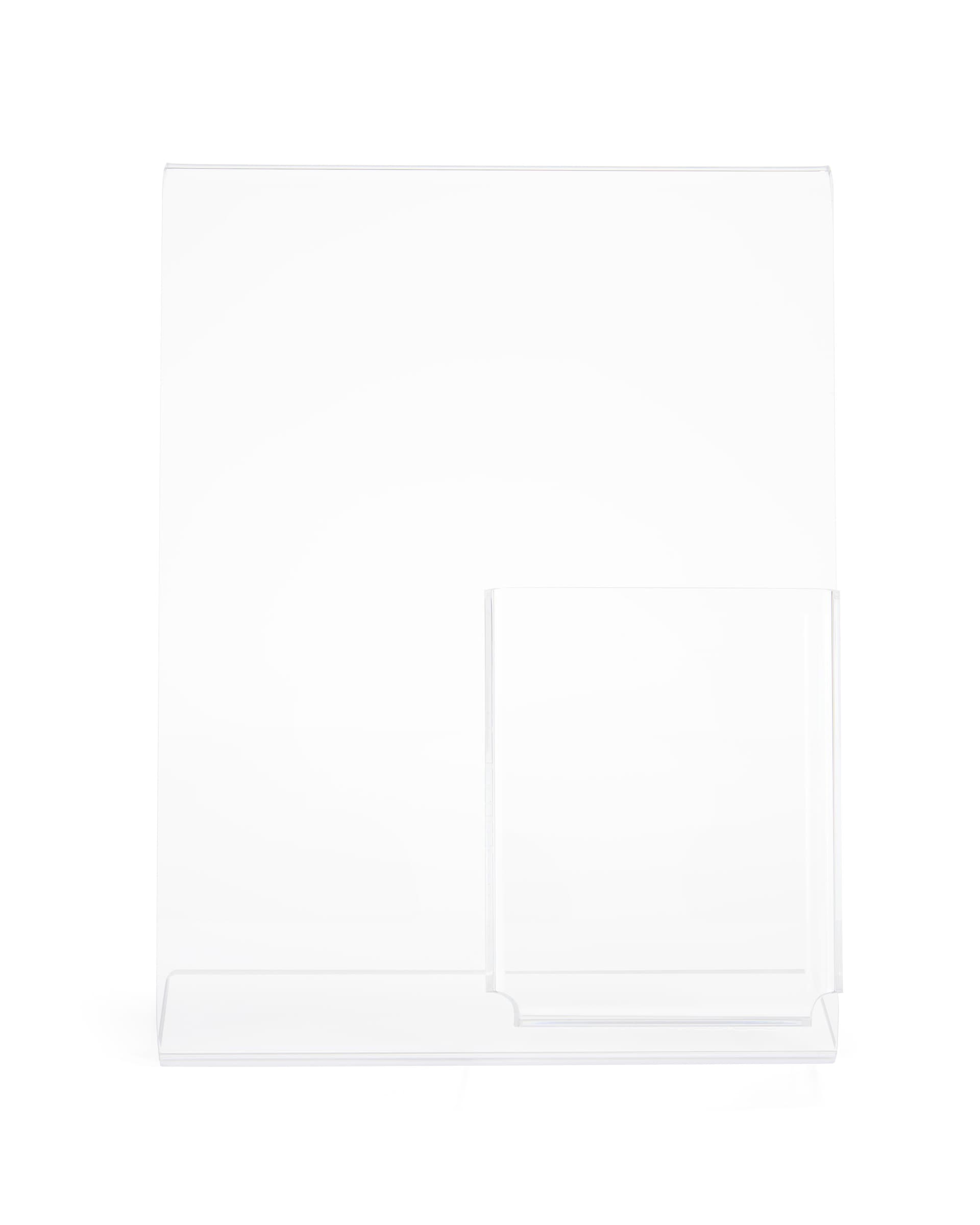 Acrylic sign display with 4" wide pocket