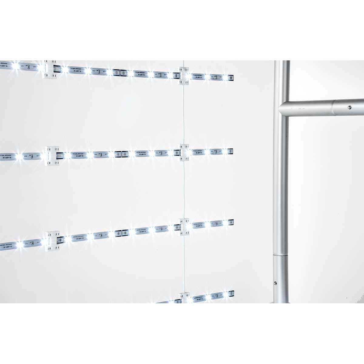 Beacon illuminated portable backdrop with illuminated frame 