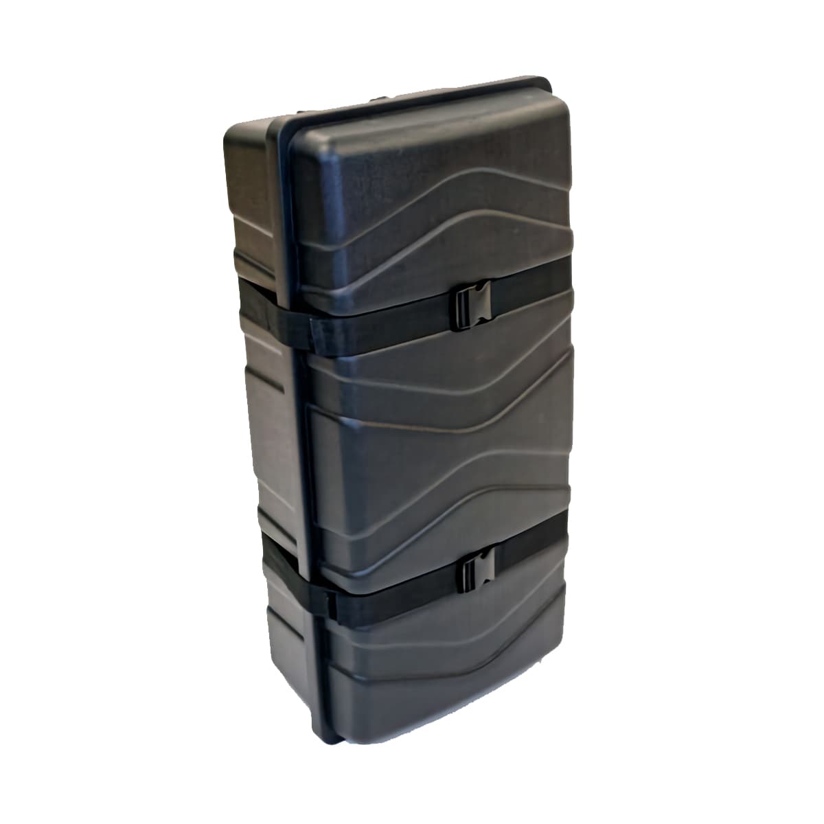 Smart case podium storage container with strap closures 