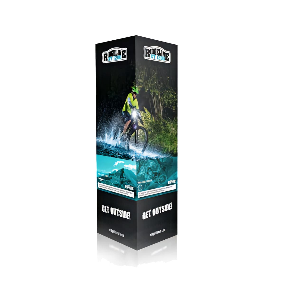 High rise square tower display with custom graphics