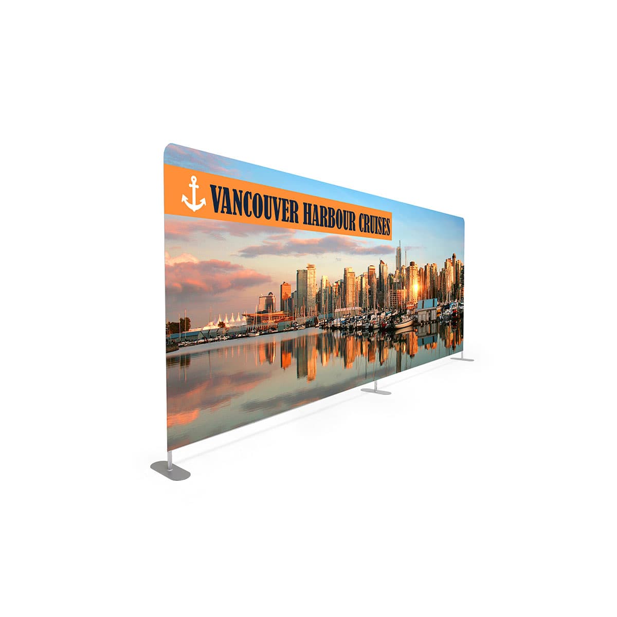 20' tension fabric backwall with feet for added stability 