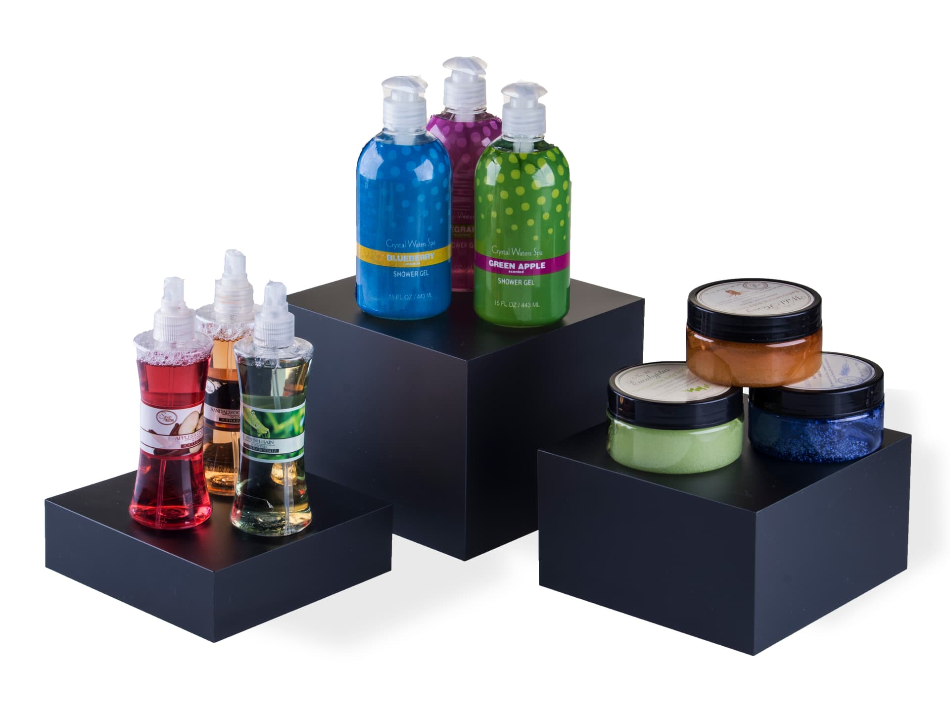 Black Acrylic Cube Set of 3 with Matte Finish