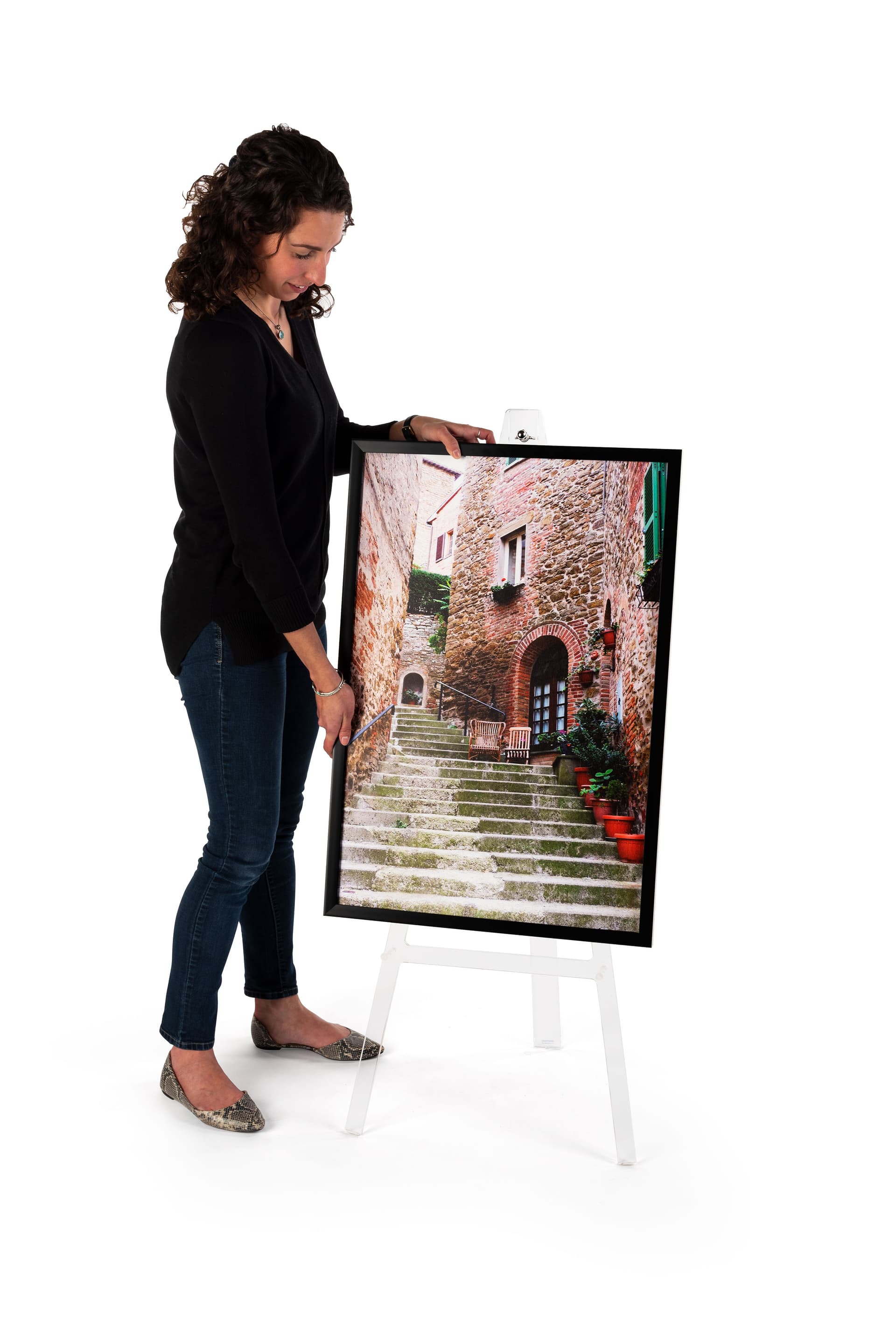Non-folding acrylic A frame floor easel with stable structure