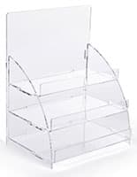 Three tiered acrylic retail countertop rack ships flat