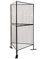 Black 3-sided wire grid art display rack with iron construction
