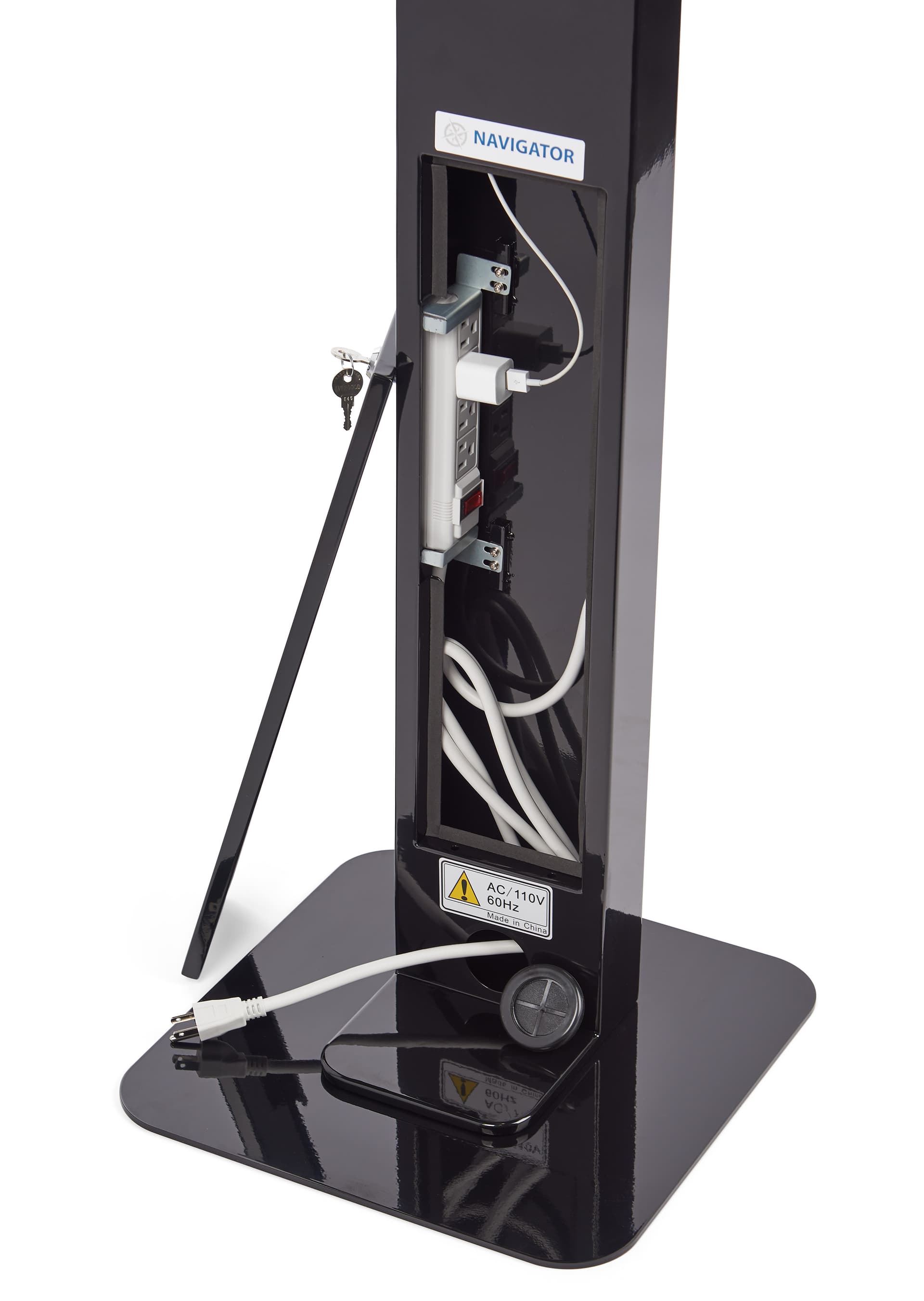 This secure tablet floor stand with cable management system