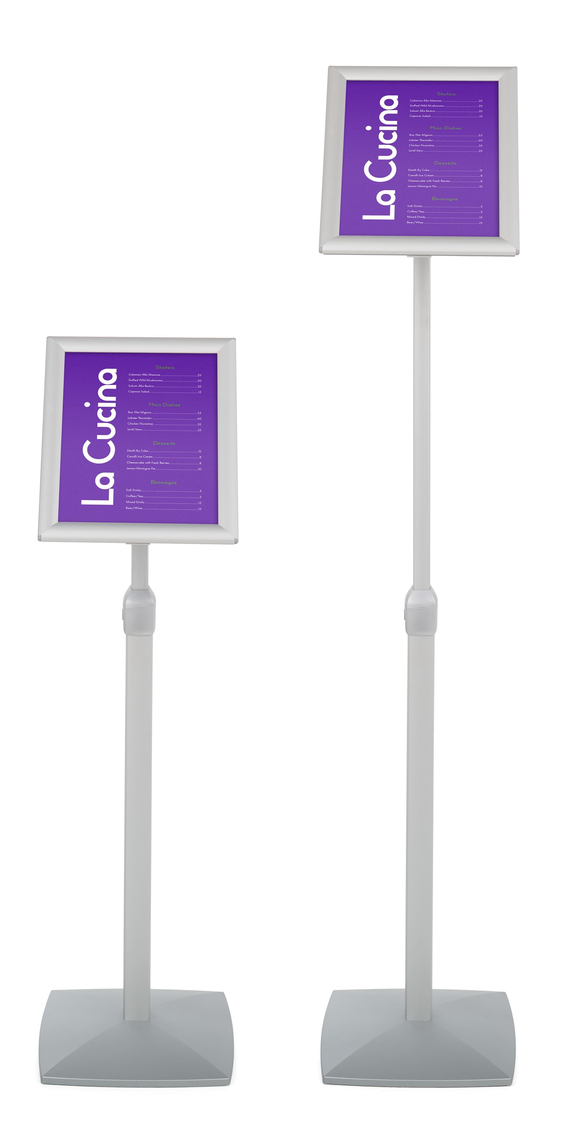 Adjustable sign holder measures up to 49 inches tall 
