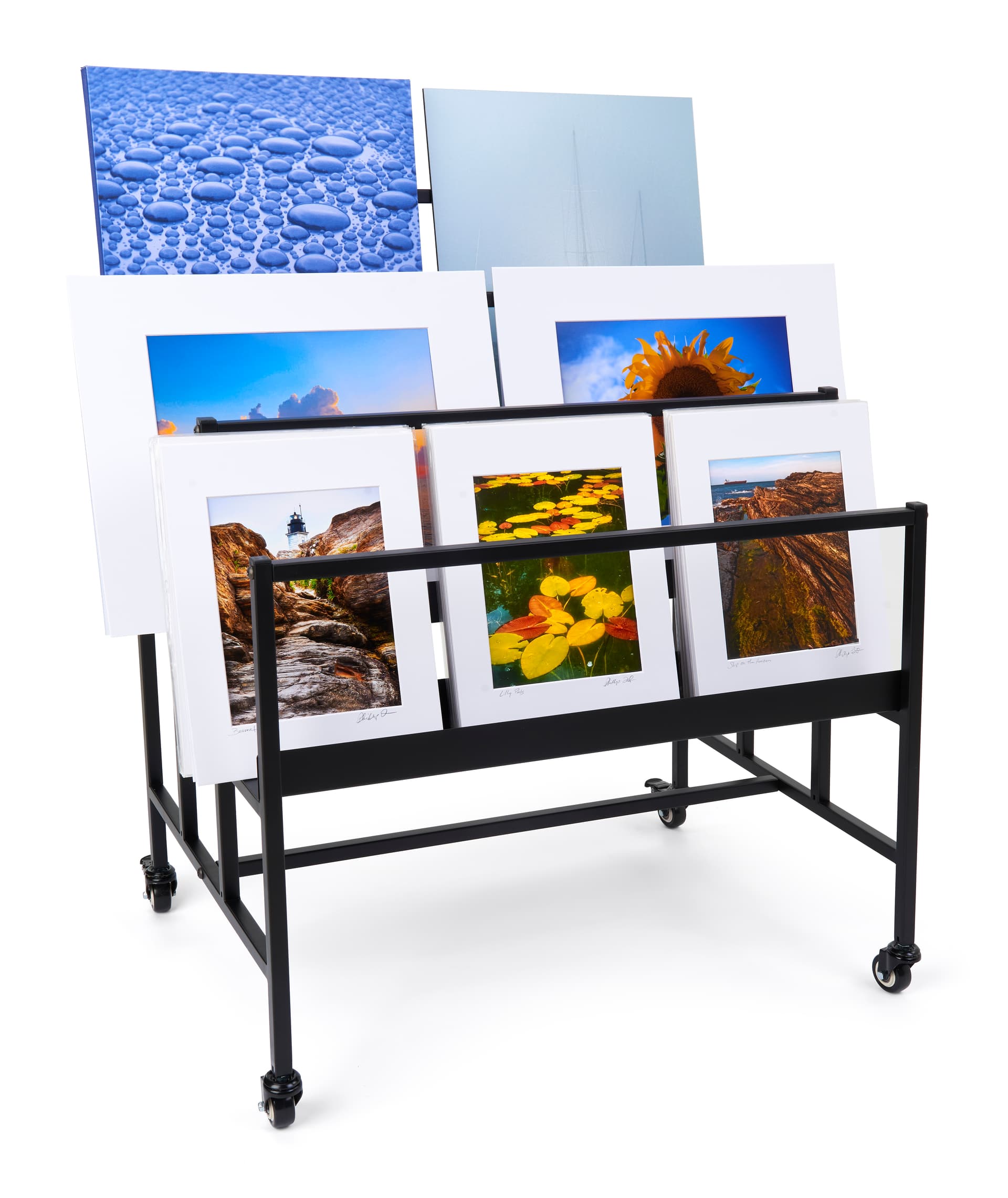 Steel three-tier art display rack