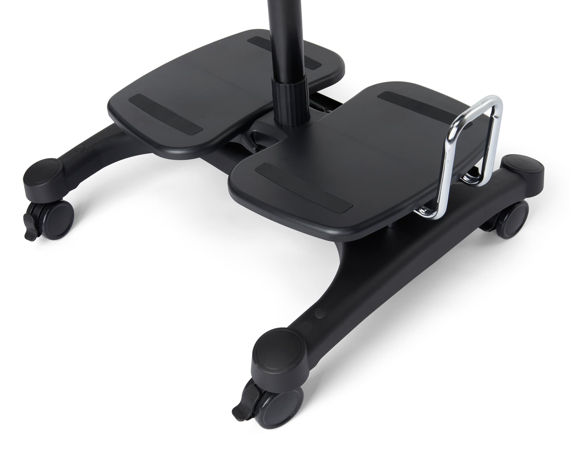 Mobile workstation desk with two lower shelves