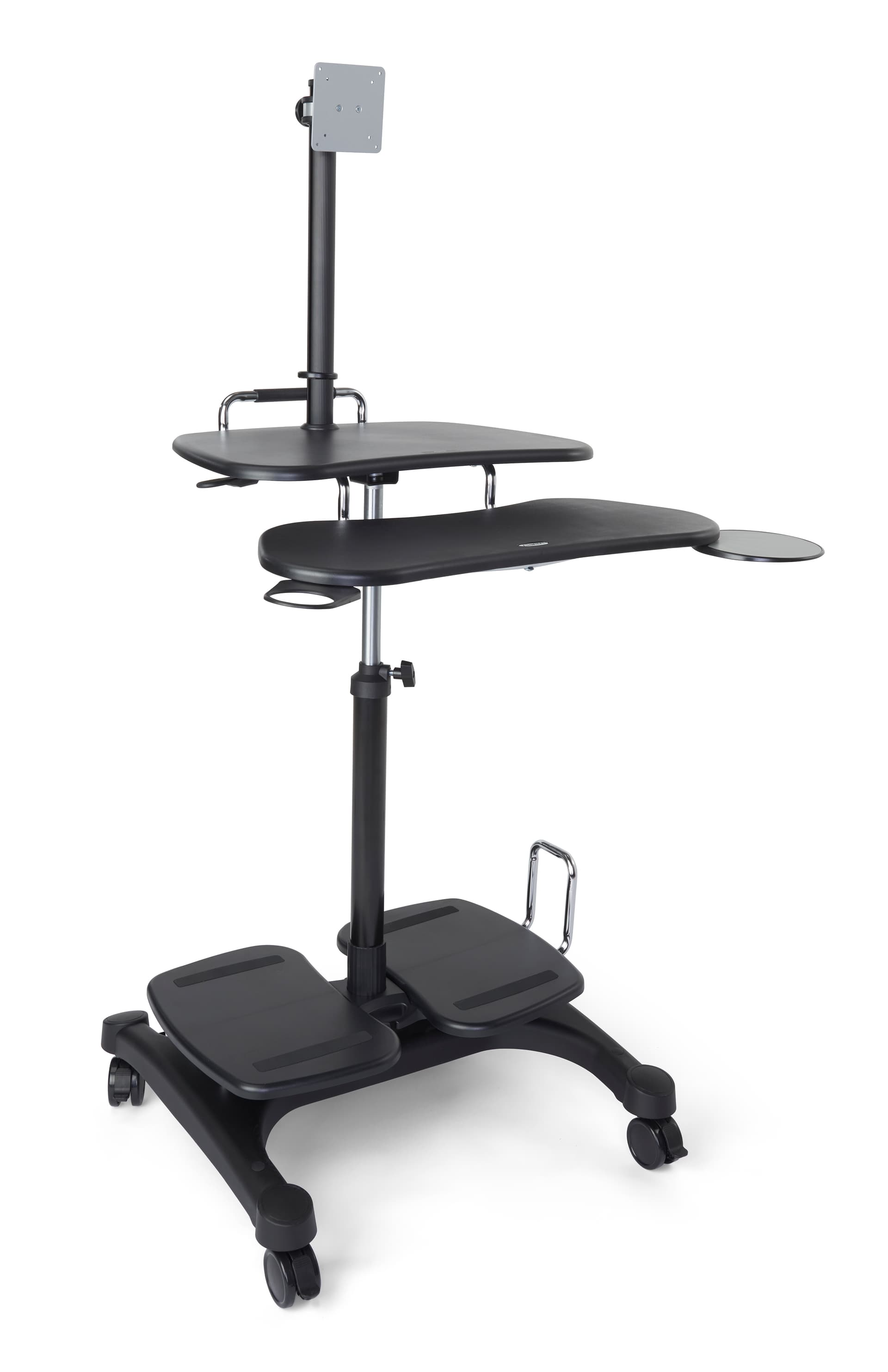 Mobile workstation desk with durable ABS and aluminum build