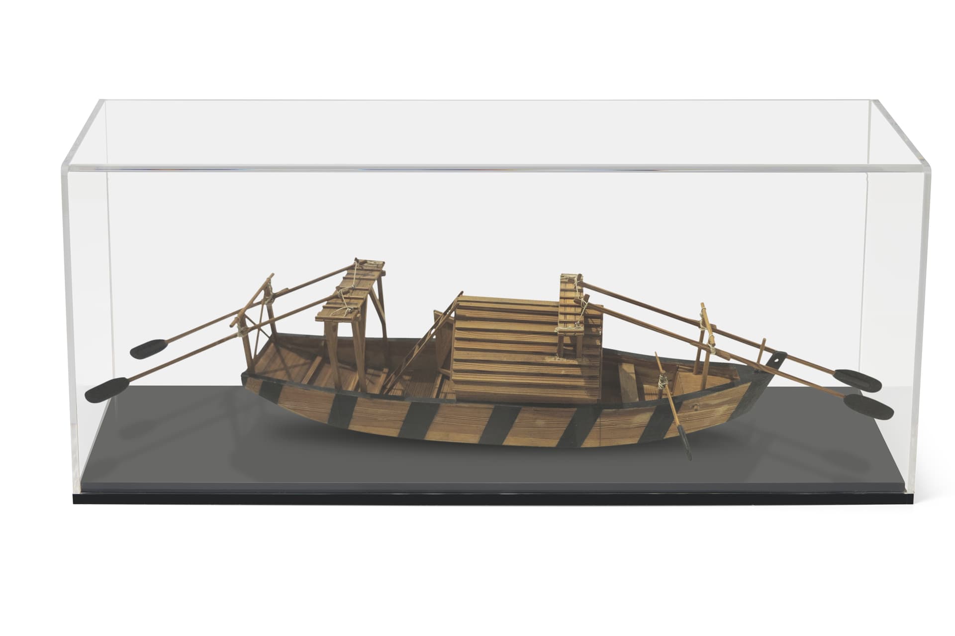 Model ship display case made with recycled acrylic material