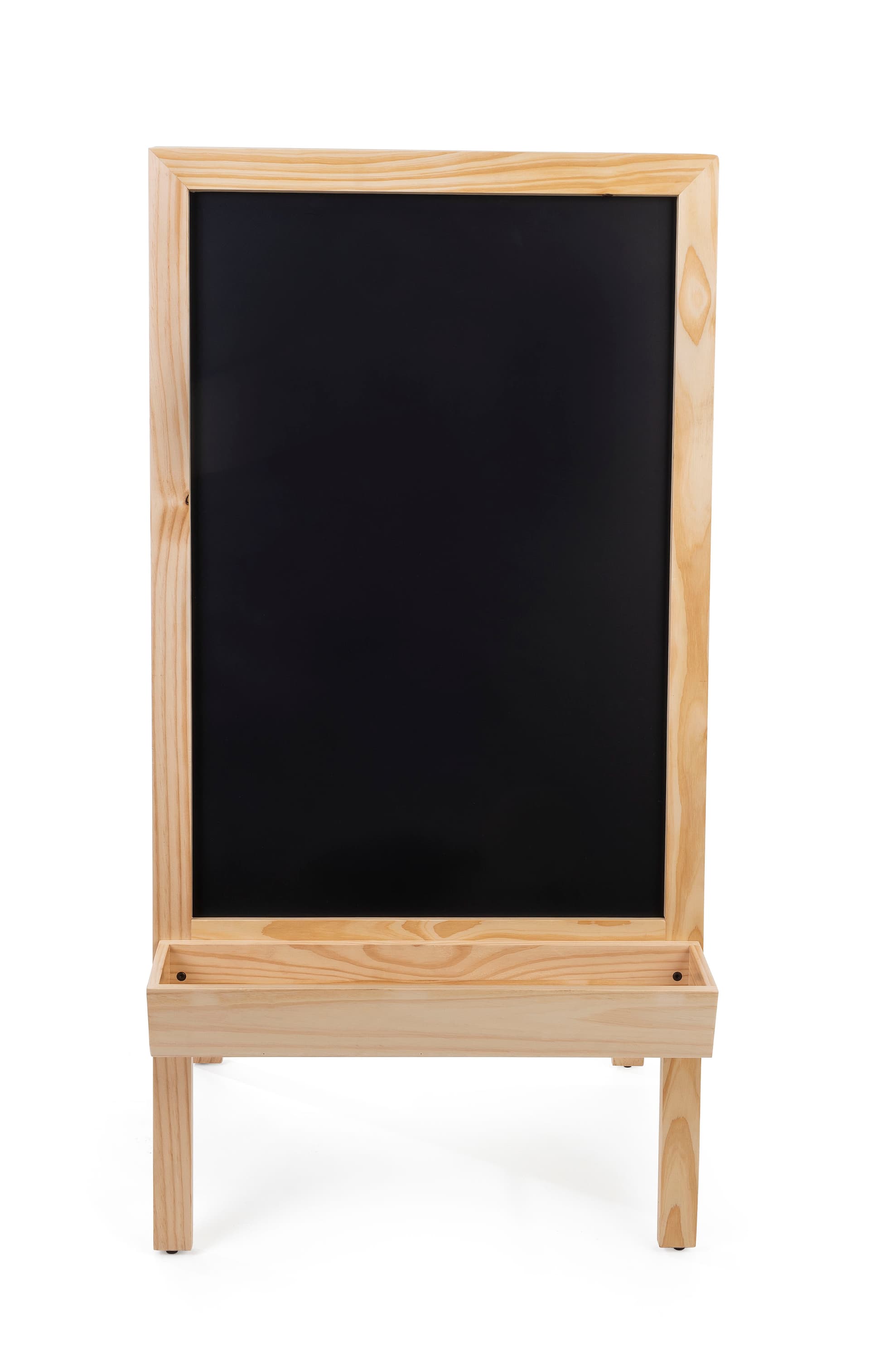 Chalkboard sidewalk sign with planter bottom also supports writeable markers