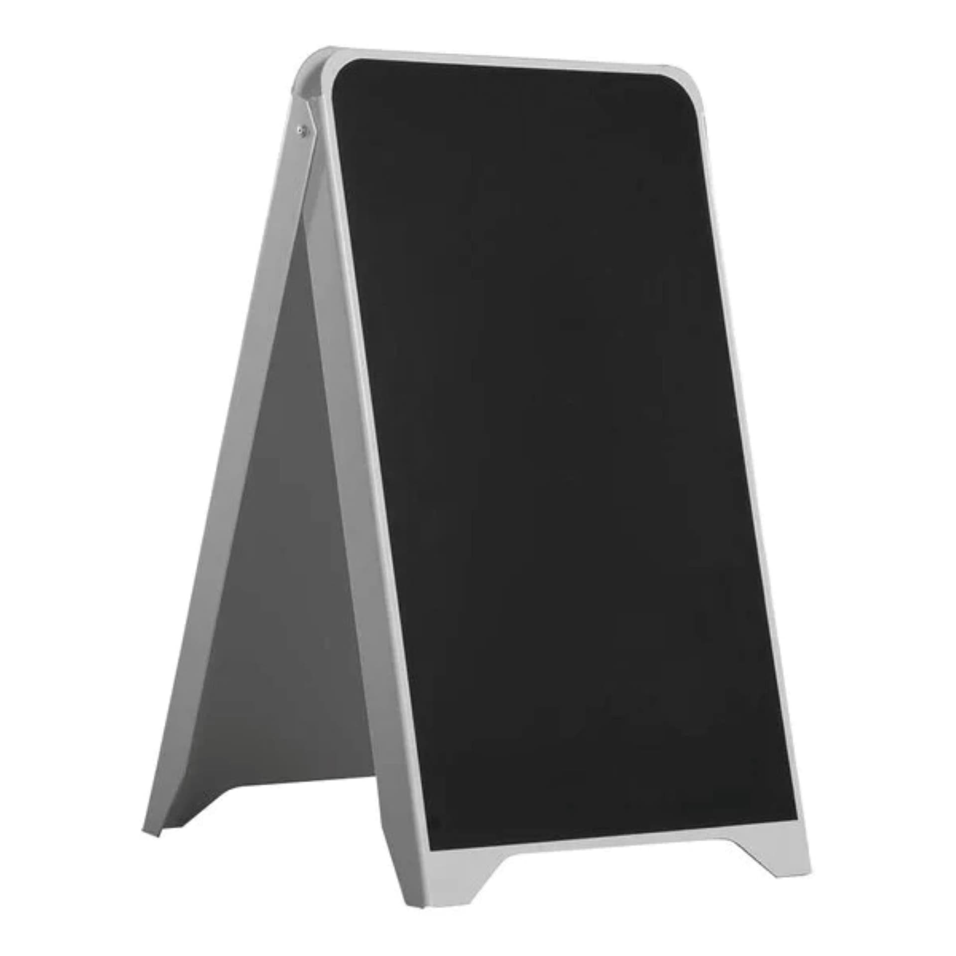 A-frame chalkboard sign with white frame
