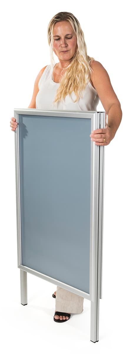 Folding a-frame sidewalk sign with PVC lenses
