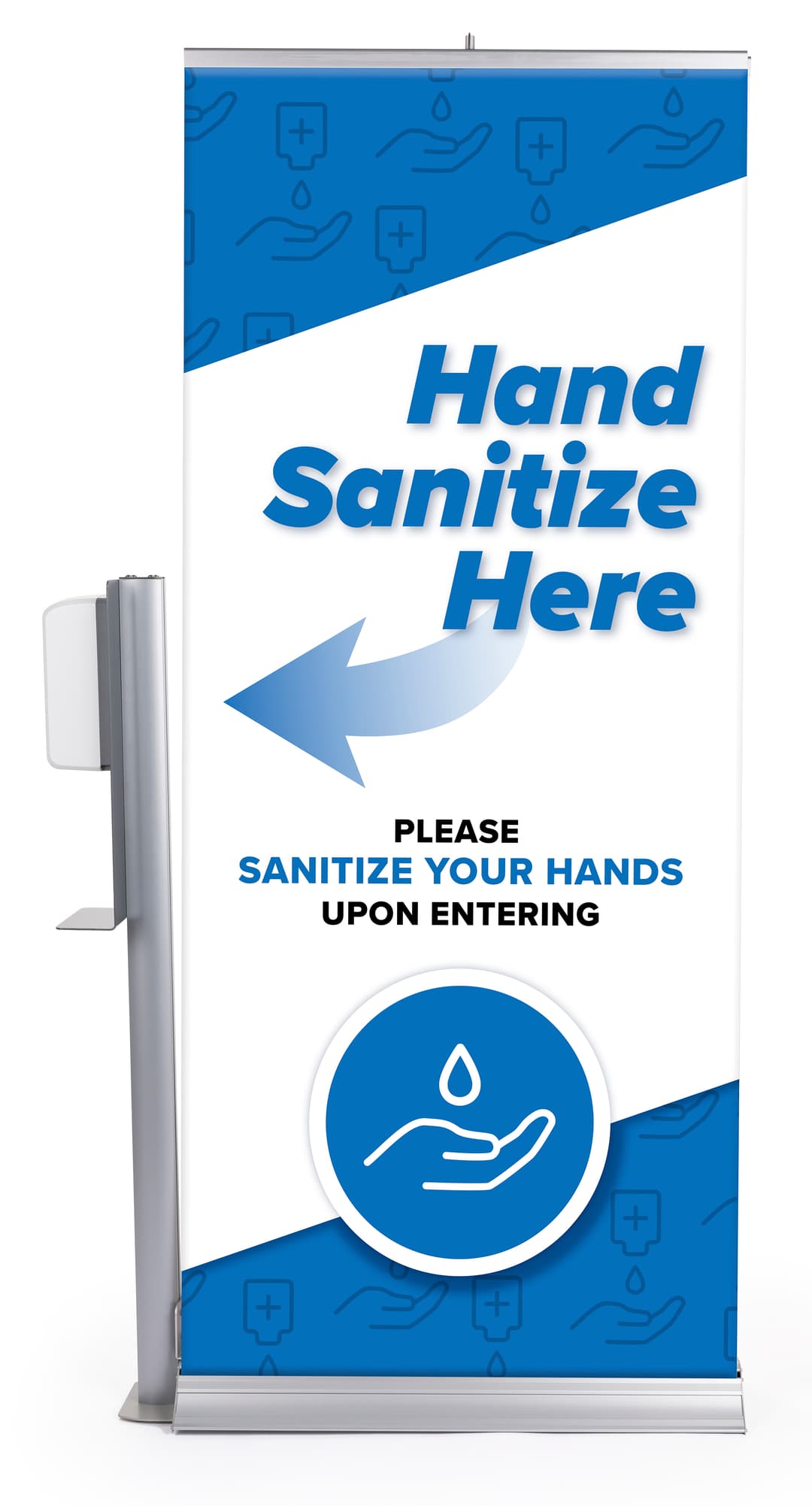 Automatic Hand Sanitizer Banner Stand | Touch-Free Design | Displays2Go