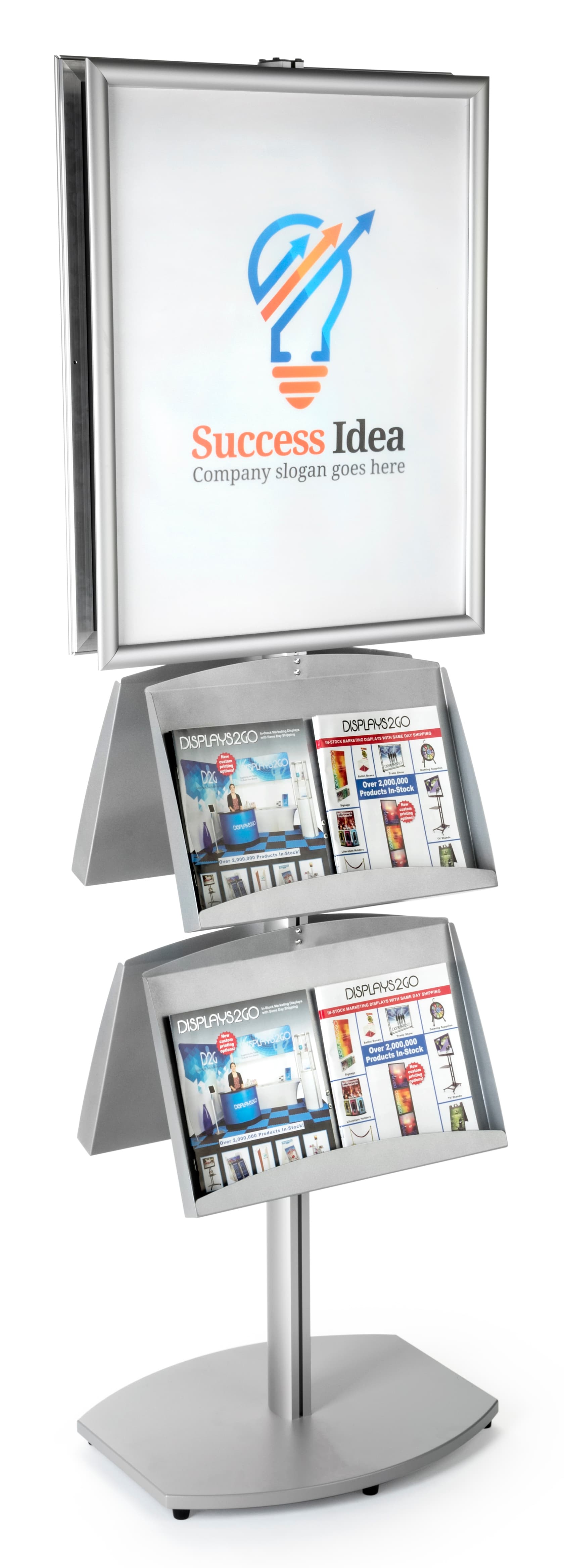 6' Brochure Sign Stand w/ (2) Sign Holders & (4) Literature Trays ...