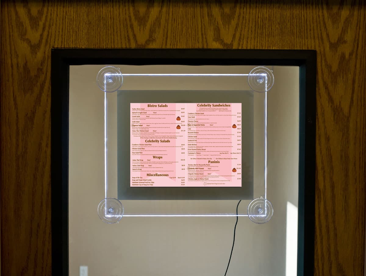 Edge-Lit Menu Holder