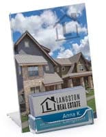 Acrylic business card display with sign holder for countertop