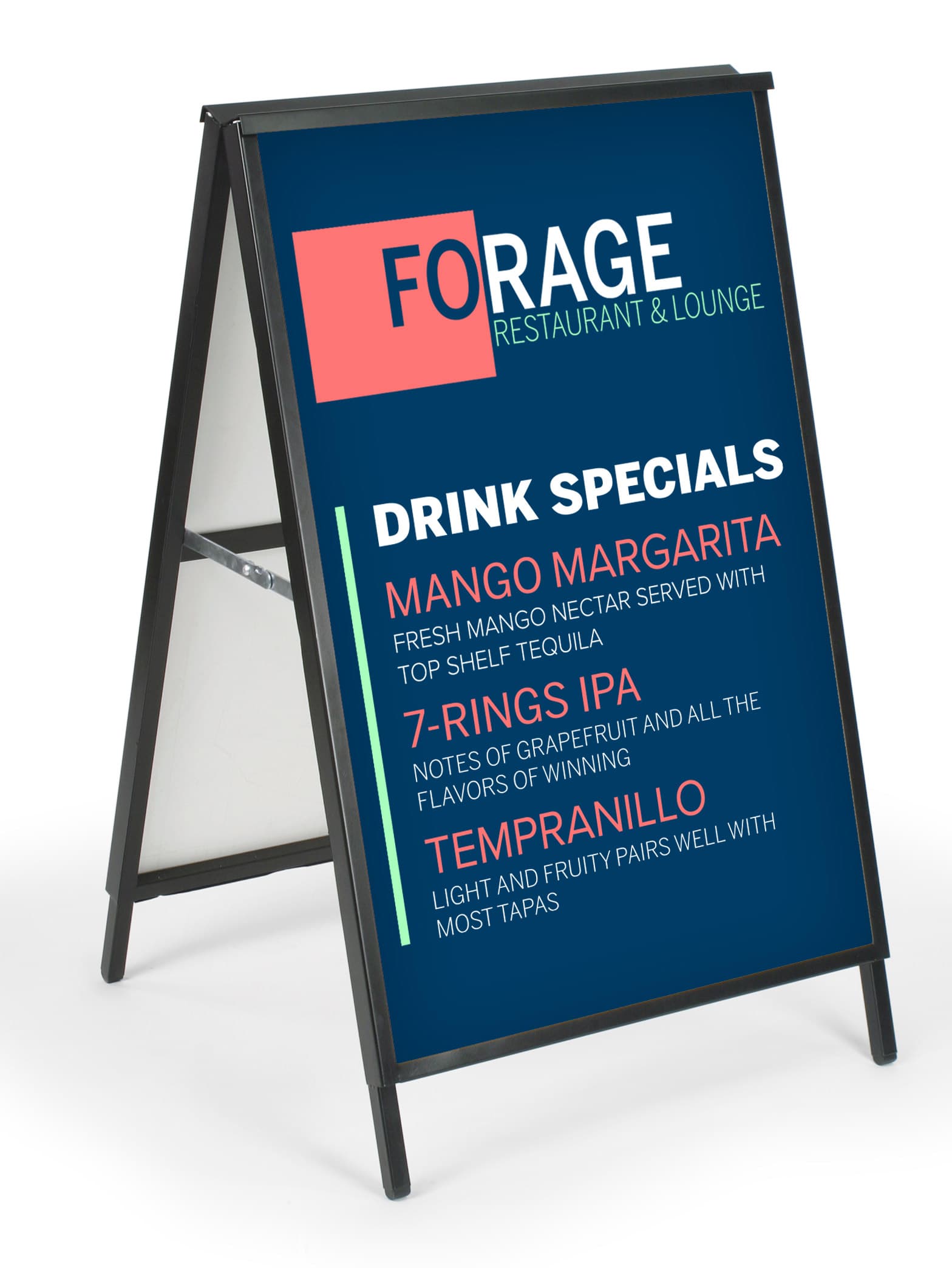 Outdoor metal a-frame sign with custom logo