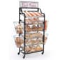52"w Bakery Display Rack w/ Wheels, 6 Shelves, 4 Side Baskets & Header - Black