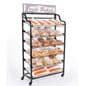 Bakery Display Rack w/ Wheels, Adjustable Shelves and Header - Black
