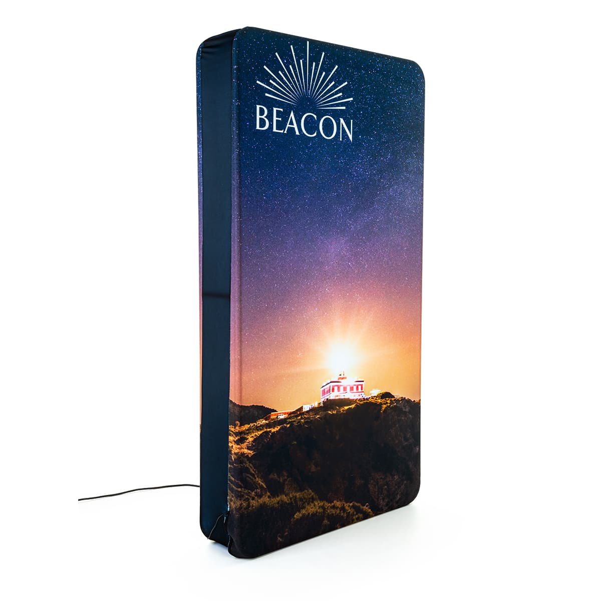 Beacon illuminated portable backdrop with single sided graphics