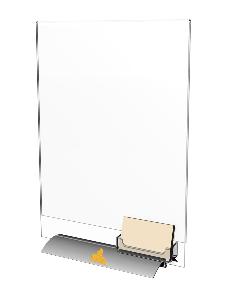 Vertical 11” x 14” Signage Frame with Custom Logo Holds Business Cards