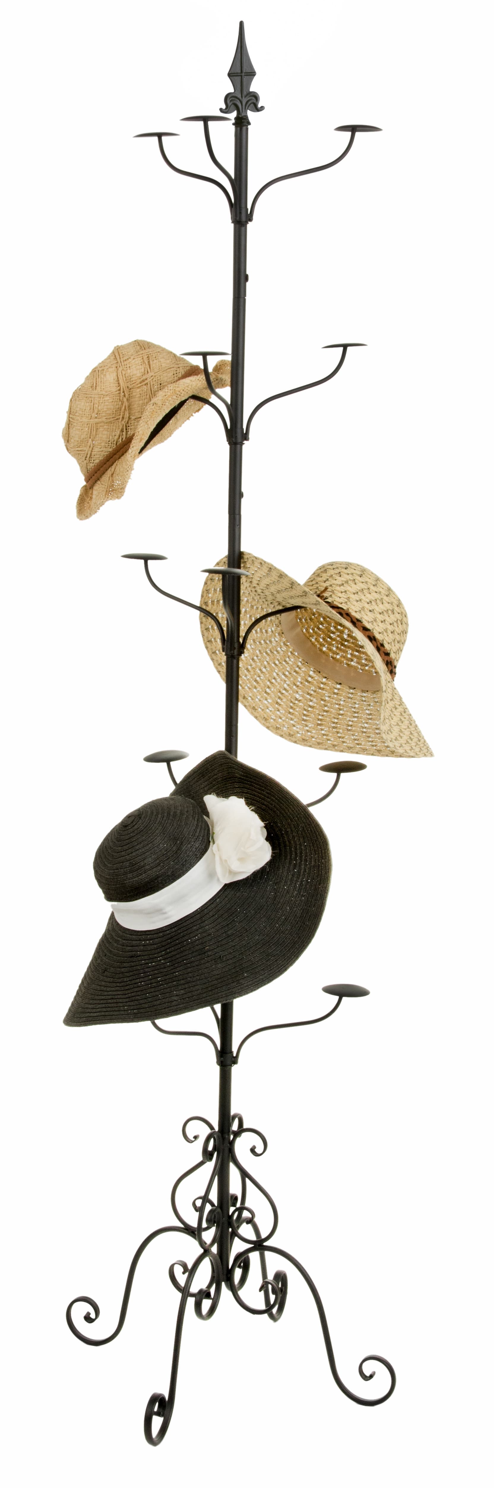 Wrought Iron Hat Rack with Rotating Hooks