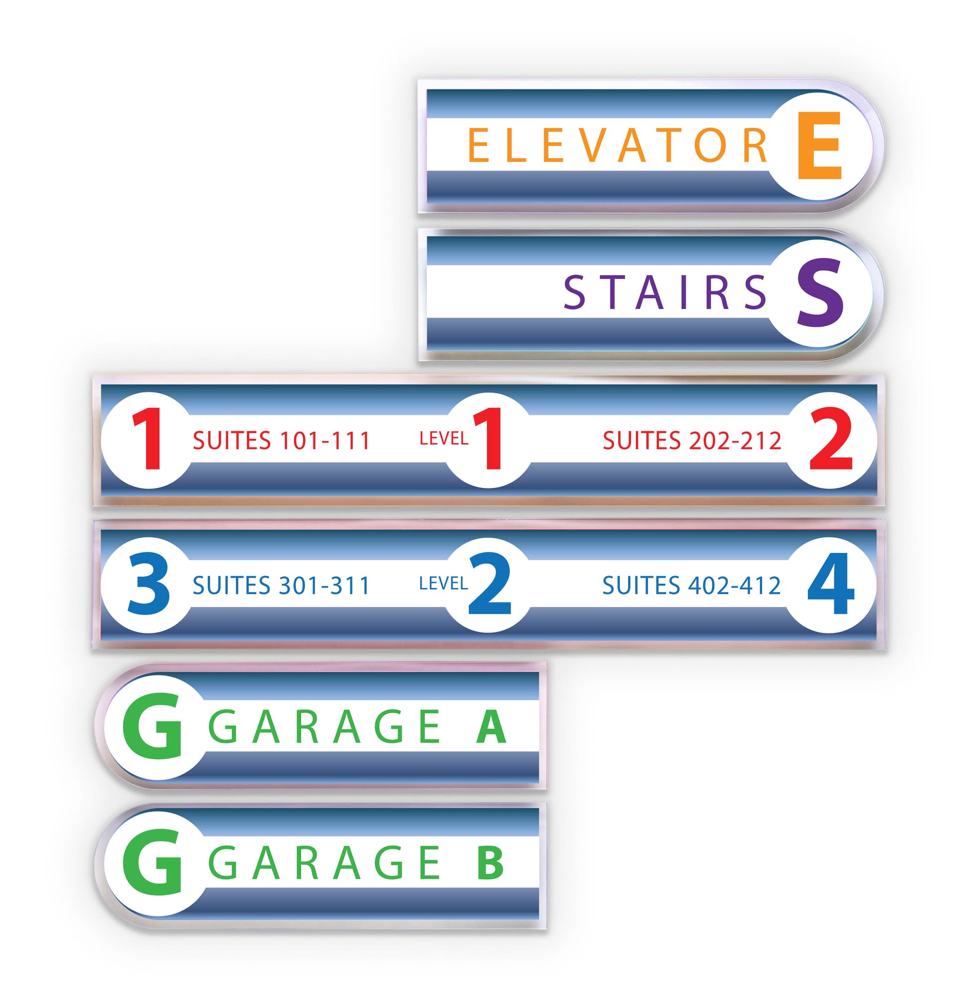 Left panel wall directory sign with full color graphics 