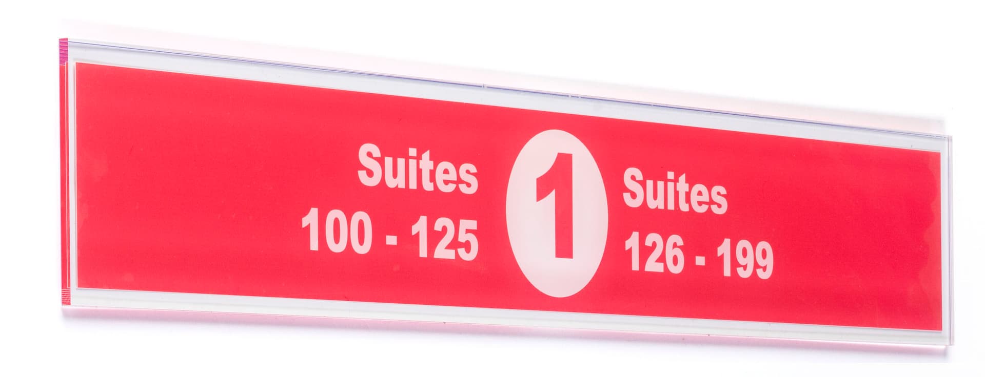 Modular wayfinding wall signage with quarter inch thick acrylic