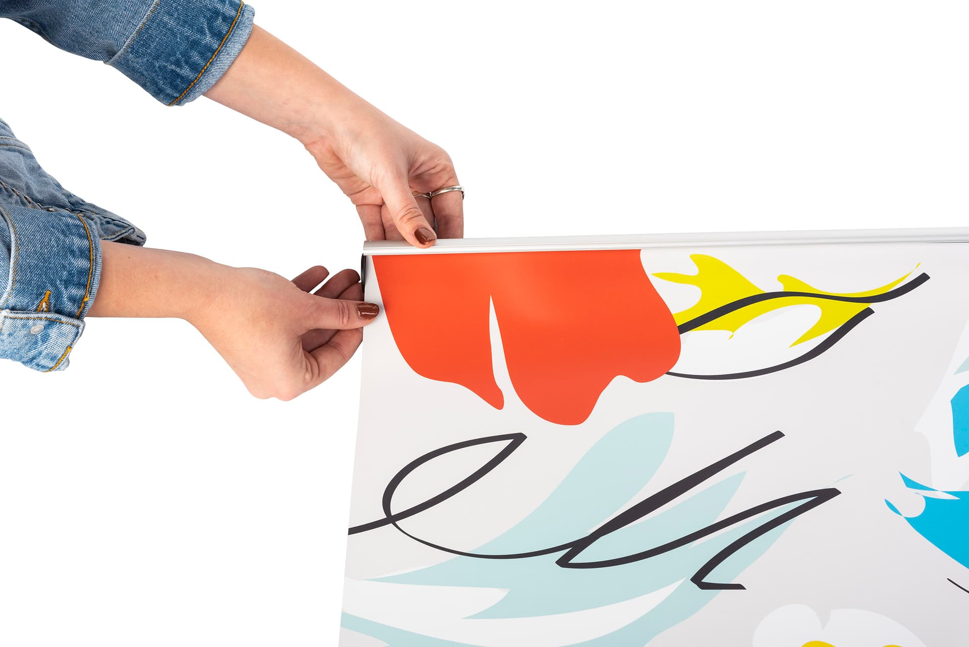 Indoor hanging banners with custom printing for in-store advertising