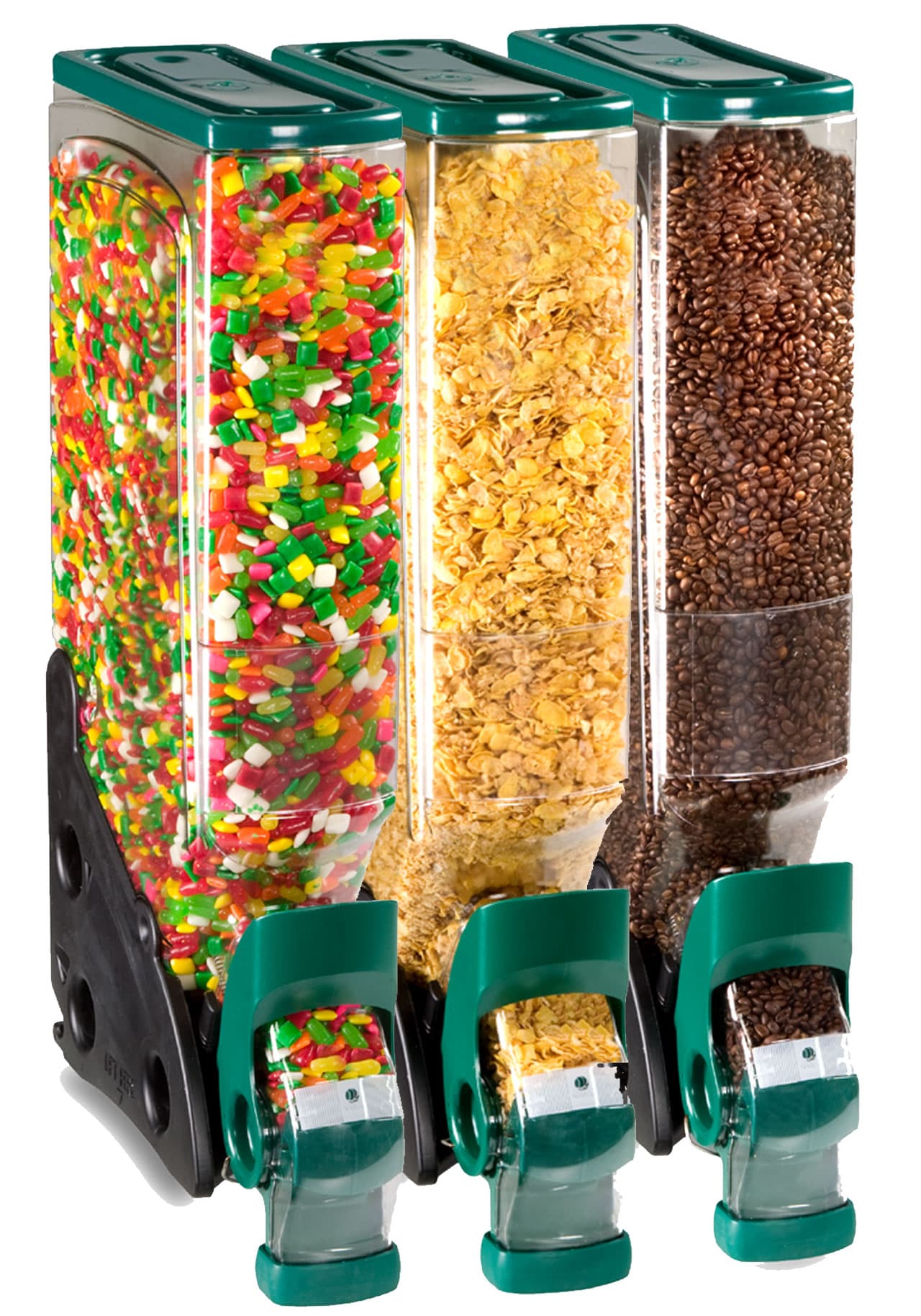 5-Gallon Gravity Coffee Bean Dispenser Is Clear With Green Accents