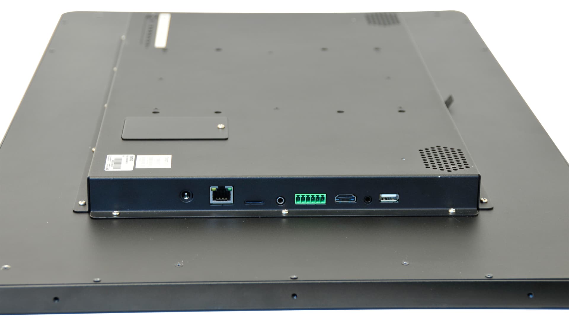 LCD touch screen display with power over ethernet support for a more simplistic installation