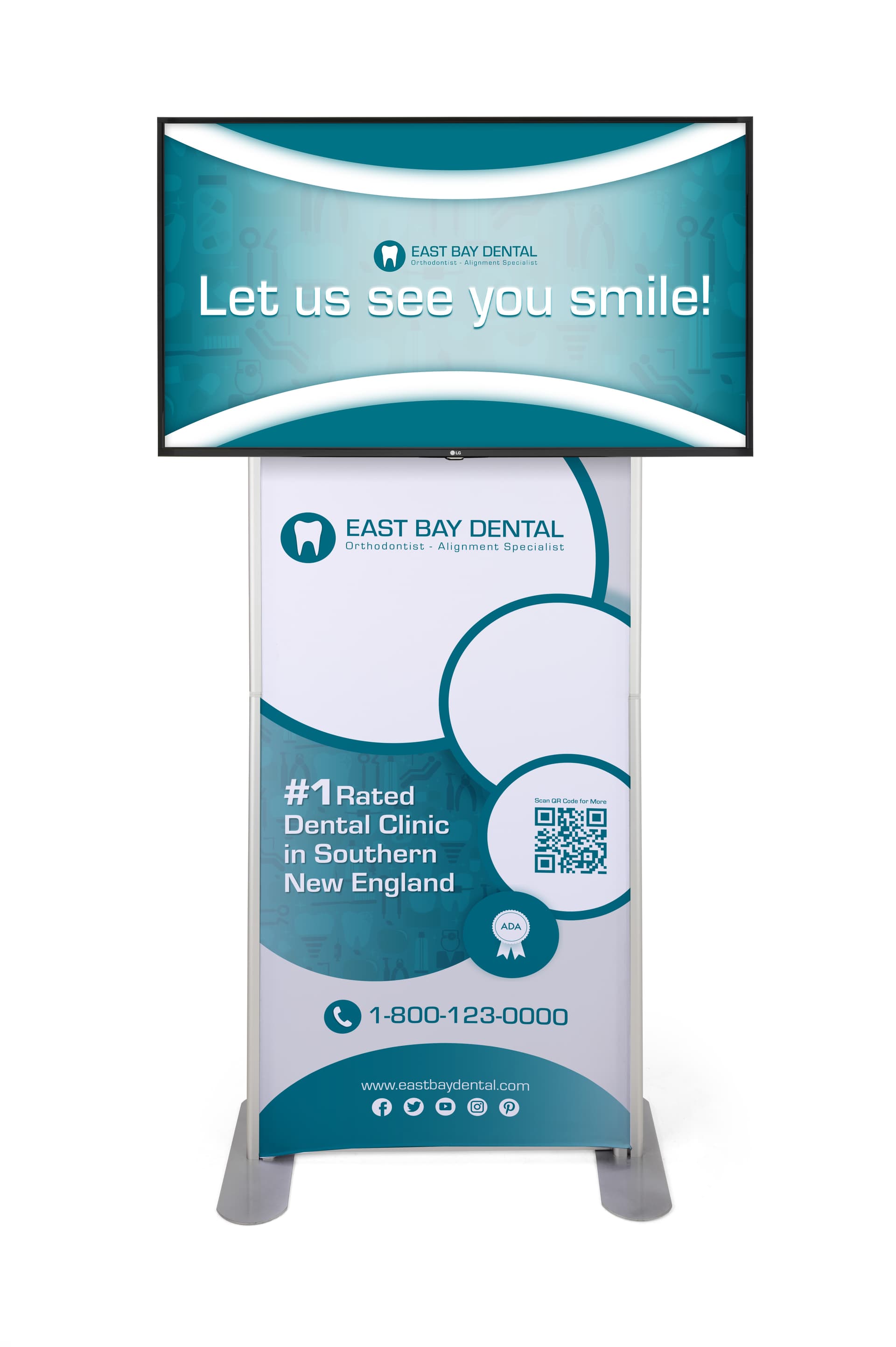 Poster TV stand with wide base for stability