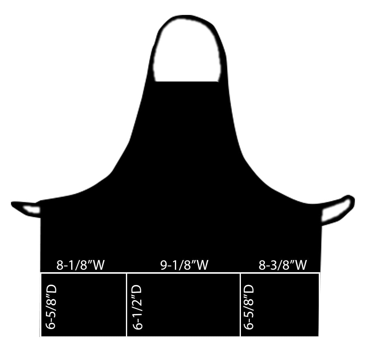 Black Bib Apron with Varying Pocket Sizes
