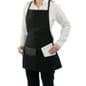 26" Long Bib Apron, Full Coverage, Adjustable Neck Strap, Waist Ties, 3 Pockets-Black