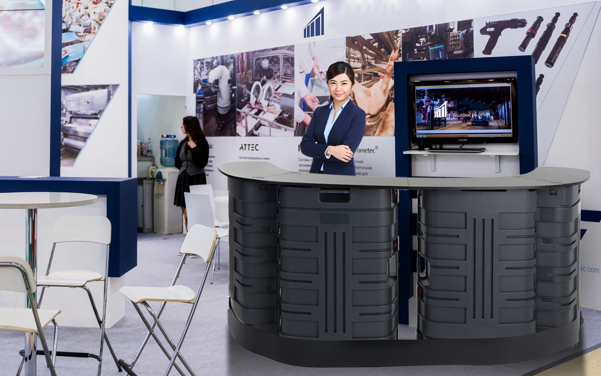 Trade show case to counter display for expo centers and pop-up shops