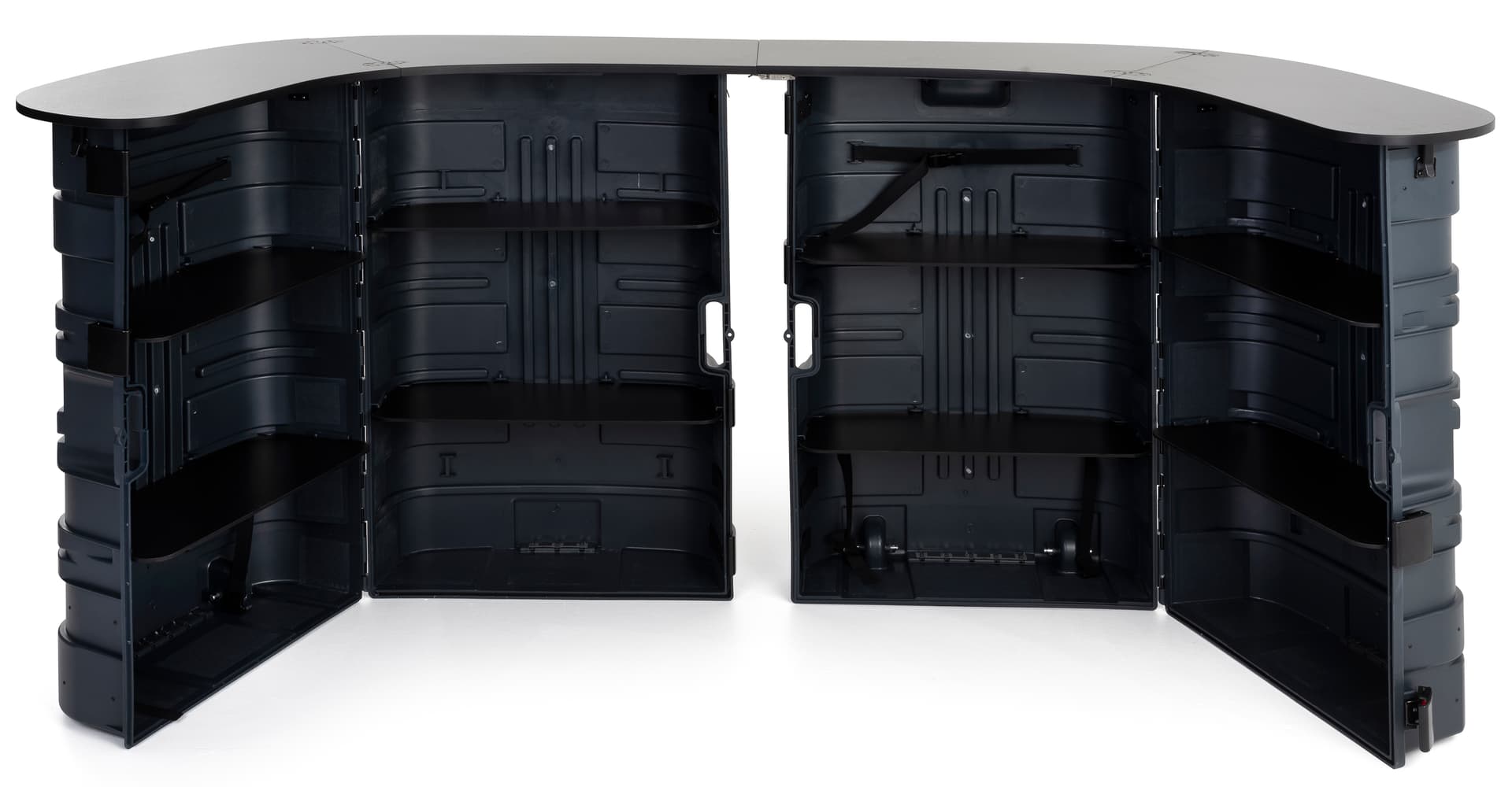 Shipping case counter kit with interior shelves for storage