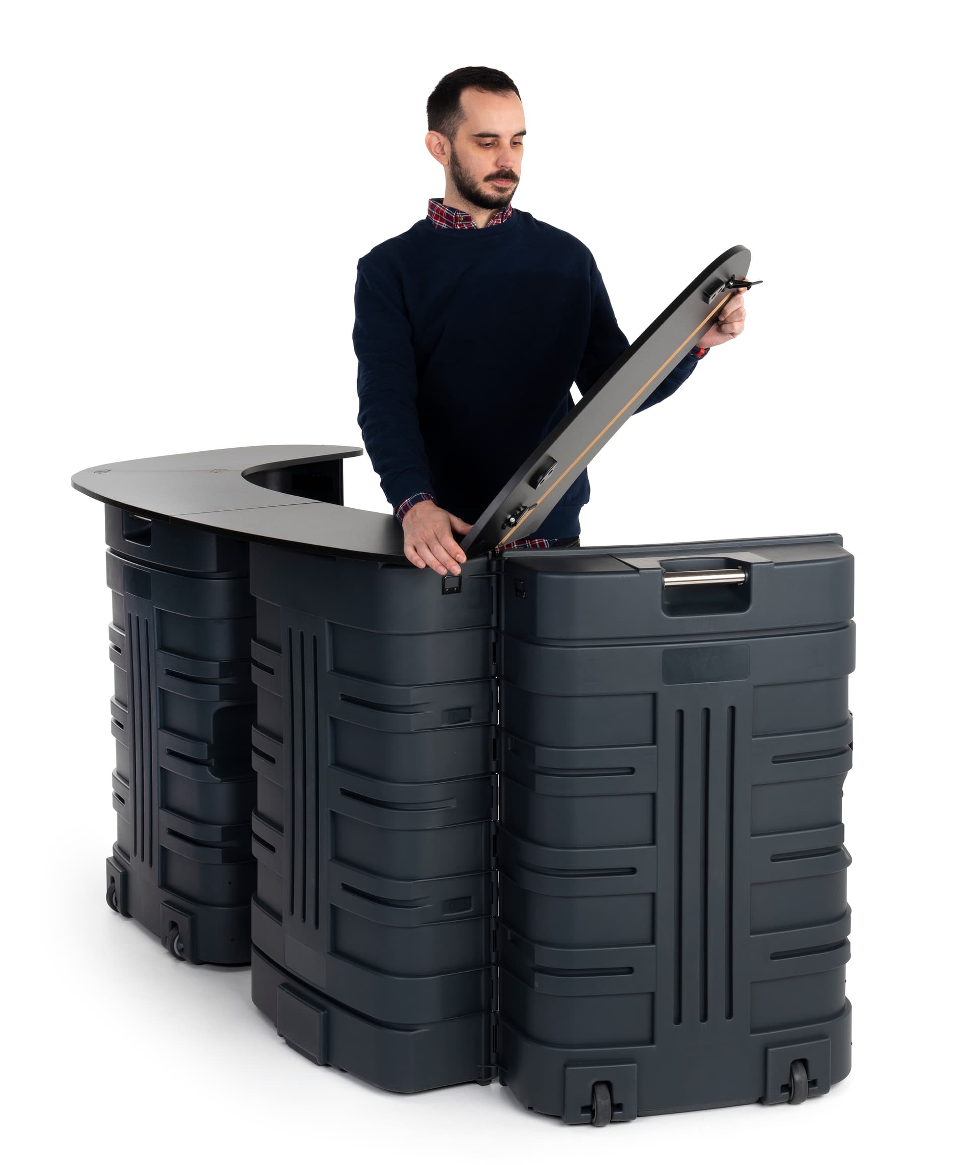 Shipping case counter kit with installation of durable countertop