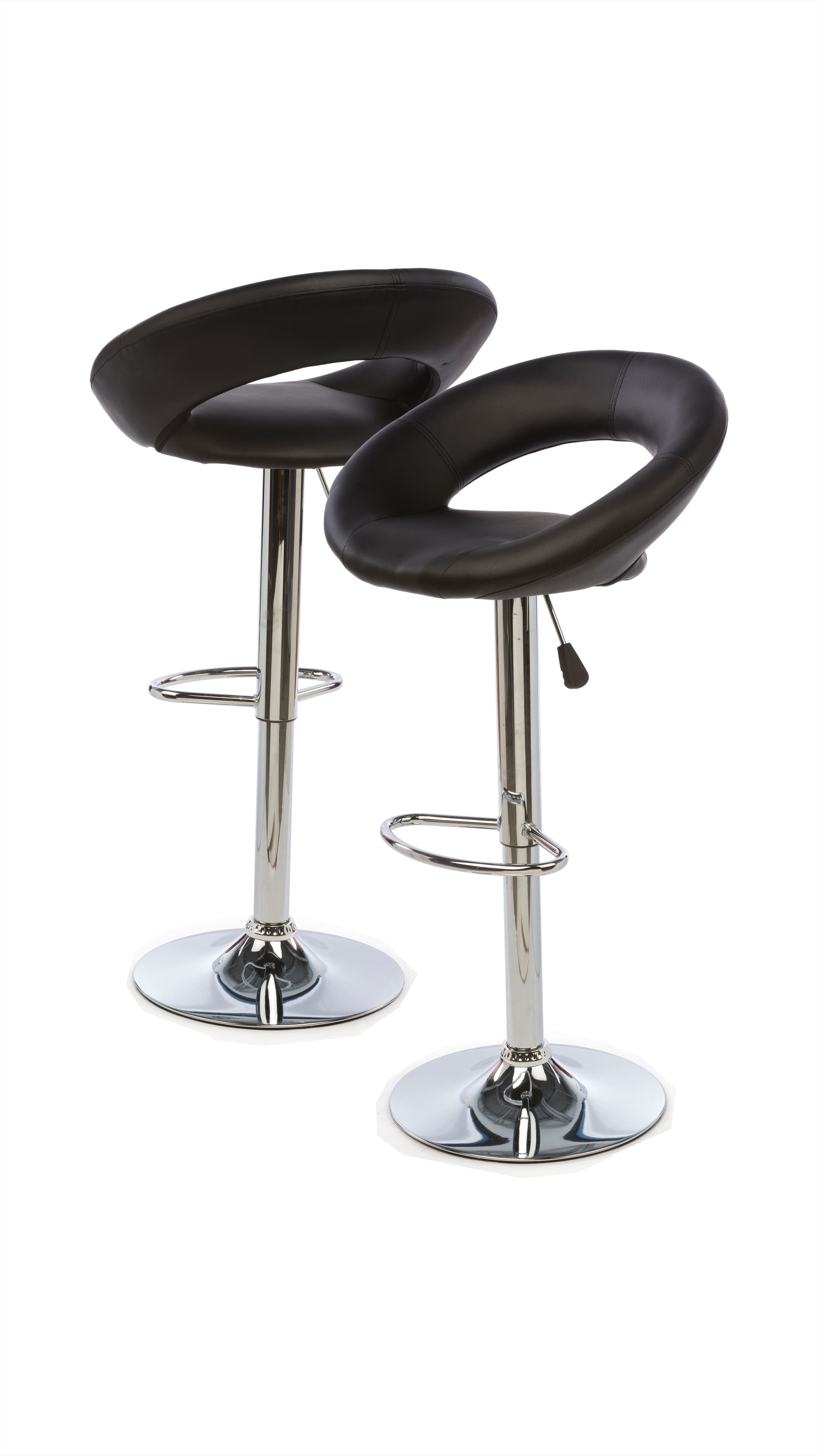 Hydraulic Bar Chair with Black Seat & Chrome Base