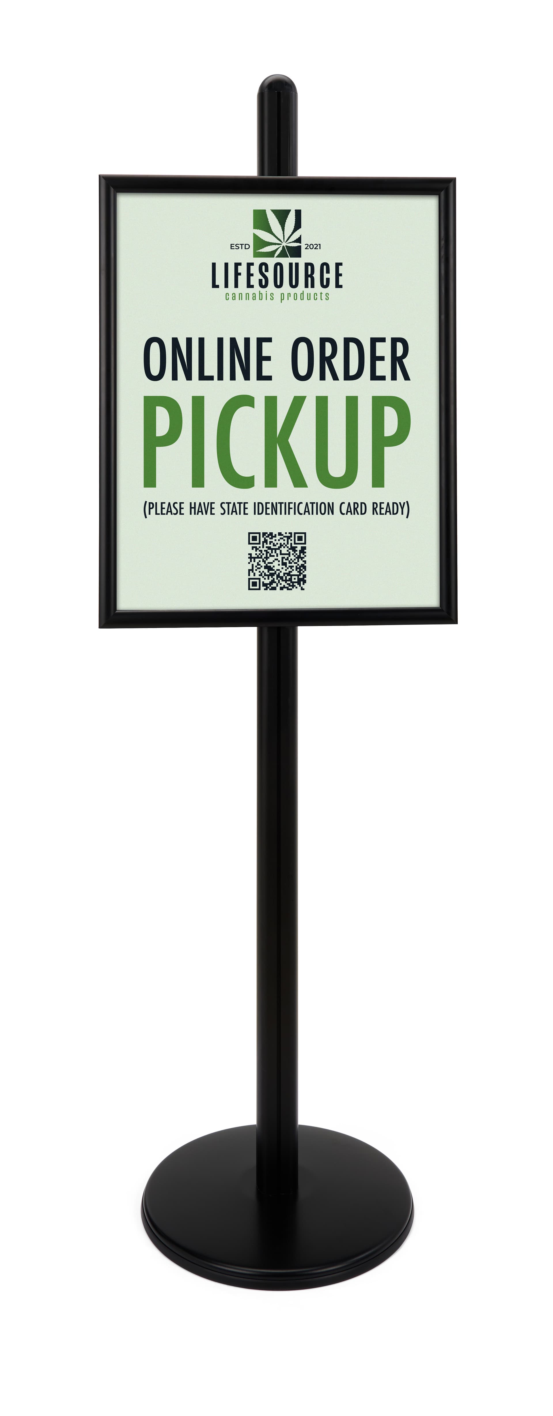 Sign display with online pick up sign 