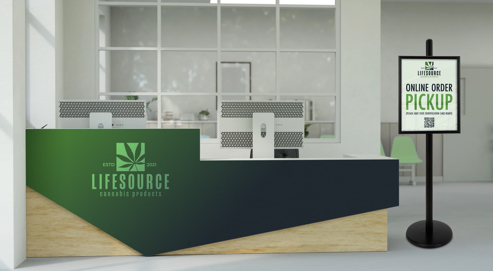 Sign display in a dispensary