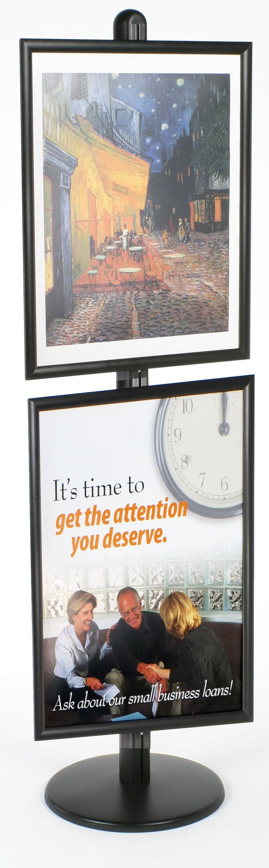 Poster Frame Stand Features (2) 22" x 28" Snap Frames