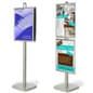 Floor Standing Poster Holder with Snap Frames, Square Base - Silver