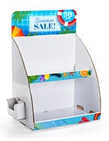 2-tier custom cardboard tabletop display stand with custom graphics